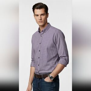 Hugo Boss Men's Checkered Shirt Purple and Black